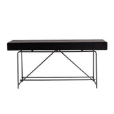 Barletta modern desk with dark timber top and black metal geometric frame, perfect for home office or study spaces.
